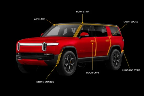 Illustration of a vehicle's affected areas